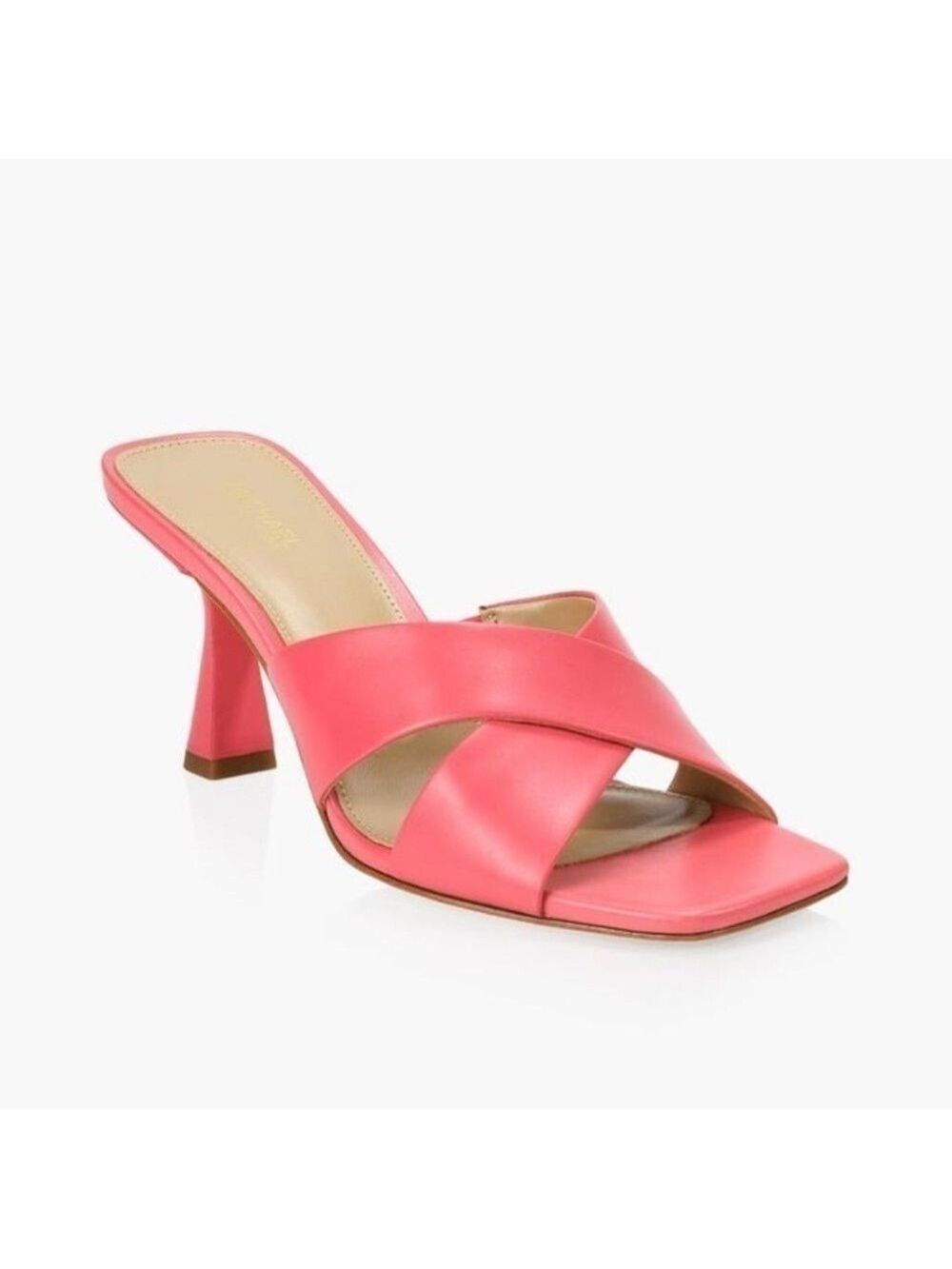 Michael Kors Clara Leather Heeled Mule Sandals in Pink - NWT